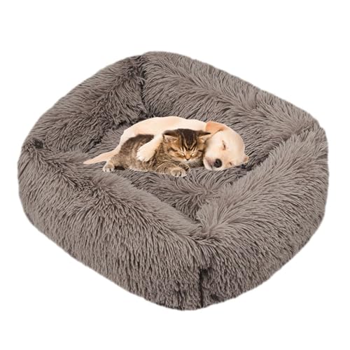 Lukery Hundebett Katzenbett Flauschig Rund aus Plüsch, Kuscheliges Donut Hundekissen und Katzenkissen Weiches Plüsch Hundeliege für Kleine, Mittelgroße und Große Haustiere (Hellbraun,XXL(110x90)) von Lukery