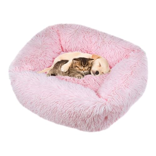 Lukery Hundebett Katzenbett Flauschig Rund aus Plüsch, Kuscheliges Donut Hundekissen und Katzenkissen Weiches Plüsch Hundeliege für Kleine, Mittelgroße und Große Haustiere (Hellrosa,XXL(110x90)) von Lukery