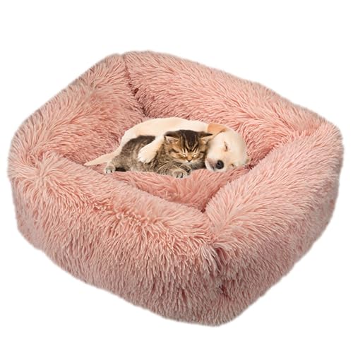 Lukery Hundebett Katzenbett Flauschig Rund aus Plüsch, Kuscheliges Donut Hundekissen und Katzenkissen Weiches Plüsch Hundeliege für Kleine, Mittelgroße und Große Haustiere (Rosa Rot,XXL(110x90)) von Lukery