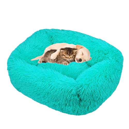 Lukery Hundebett Katzenbett Flauschig Rund aus Plüsch, Kuscheliges Donut Hundekissen und Katzenkissen Weiches Plüsch Hundeliege für Kleine, Mittelgroße und Große Haustiere (Türkis,XXL(110x90)) von Lukery