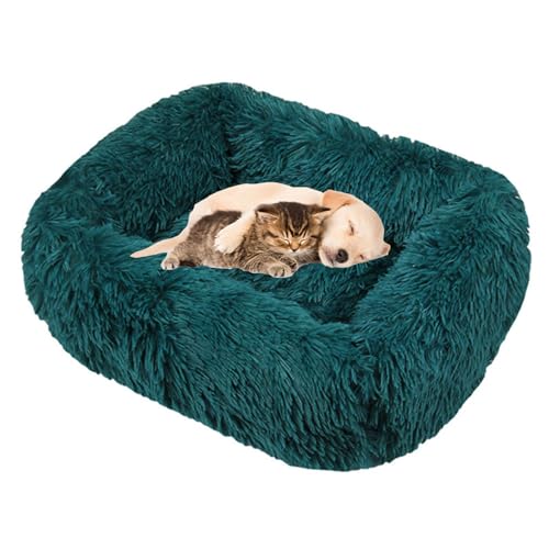 Lukery Hundebett Katzenbett Flauschig Rund aus Plüsch, Kuscheliges Donut Hundekissen und Katzenkissen Weiches Plüsch Hundeliege für Kleine, Mittelgroße und Große Haustiere (Dunkelgrün,XXL(110x90)) von Lukery