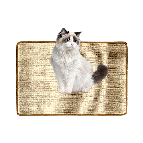 Lukery Kratzmatte Katzen, Natürlicher Sisal Kratzteppich Kratzbretter Katze für rutschfest und verschleißfest Schützen Teppiche Und Sofas (30x40cm,Khaki) von Lukery