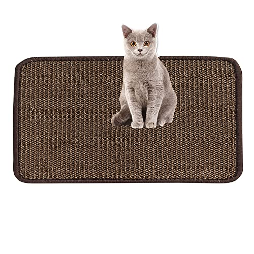 Lukery Kratzmatte Katzen, Natürlicher Sisal Kratzteppich Kratzbretter Katze für rutschfest und verschleißfest Schützen Teppiche und Sofas (40x60cm,Dunkelbraun) von Lukery