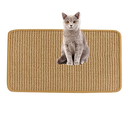 Lukery Kratzmatte Katzen, Natürlicher Sisal Kratzteppich Kratzbretter Katze für rutschfest und verschleißfest Schützen Teppiche und Sofas (40x60cm,Helles Khaki) von Lukery