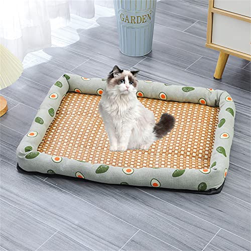 Lukery Kühlmatte für Hunde Katzen Sommer Cooling Mat Natürliches Komfortabel Breathable Hundematte Waschbare Faltbar Kühlkissen für Haustiere (40x30cm,Avocado) von Lukery