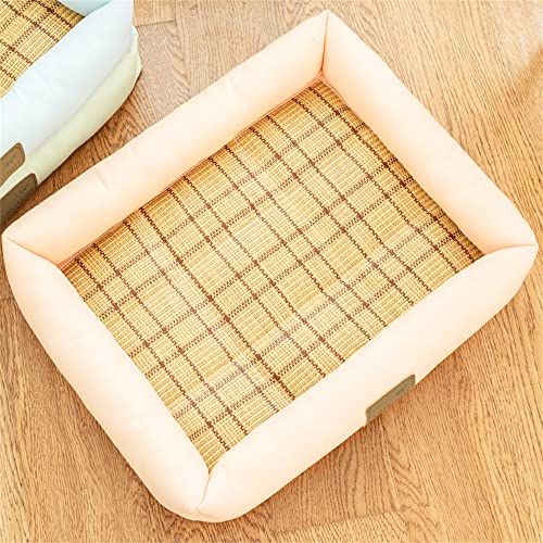 Lukery Kühlmatte für Hunde Katzen Sommer Cooling Mat Natürliches Komfortabel Breathable Hundematte Waschbare Faltbar Kühlkissen für Haustiere (50x60x8cm,Hellrosa) von Lukery