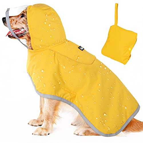 Lukovee Hunde-Regenmantel, verstellbare Hunderegenjacke mit transparenter Kapuze, doppellagig, für große, mittelgroße und kleine Hunde, Welpen, wasserdichter Hunderegenmantel, Poncho mit von Lukovee