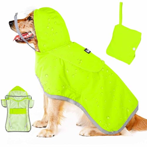 Lukovee Hunde-Regenmantel, verstellbare Hunderegenjacke mit transparenter Kapuze, doppellagig, für große, mittelgroße und kleine Hunde, Welpen, wasserdichter Hunde-Regenmantel, Poncho mit von Lukovee