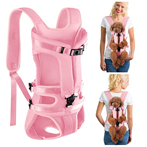 Lukovee Hunderucksack, Beine, leicht anzubringen, für kleine und mittelgroße Hunde, verstellbar, freihändig, Brusttrage für Wandern, Radfahren (Rosa, XL) von Lukovee