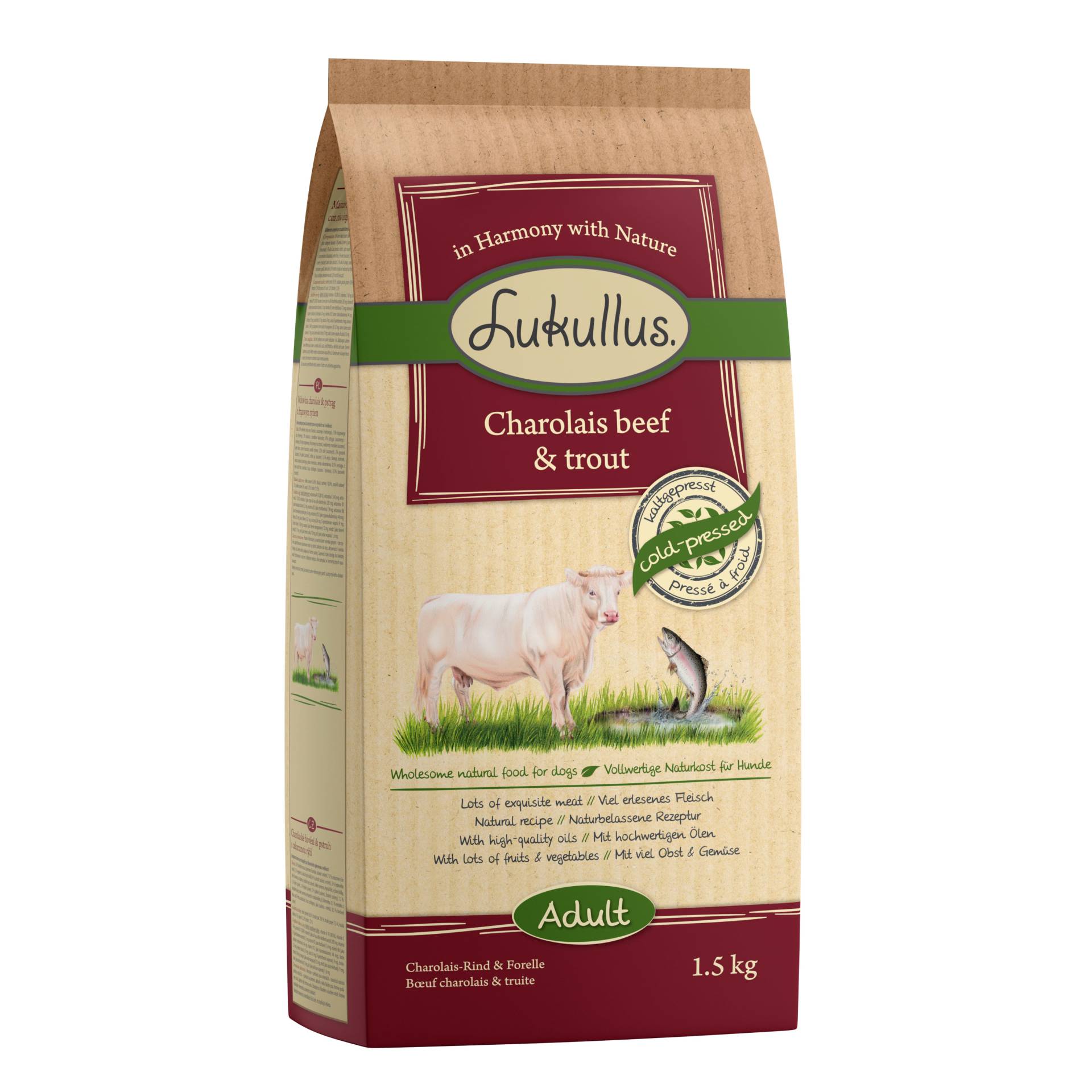 1 / 1,5 kg Lukullus Kaltgepresst zum Sonderpreis! - Rind & Forelle (1,5 kg) von Lukullus