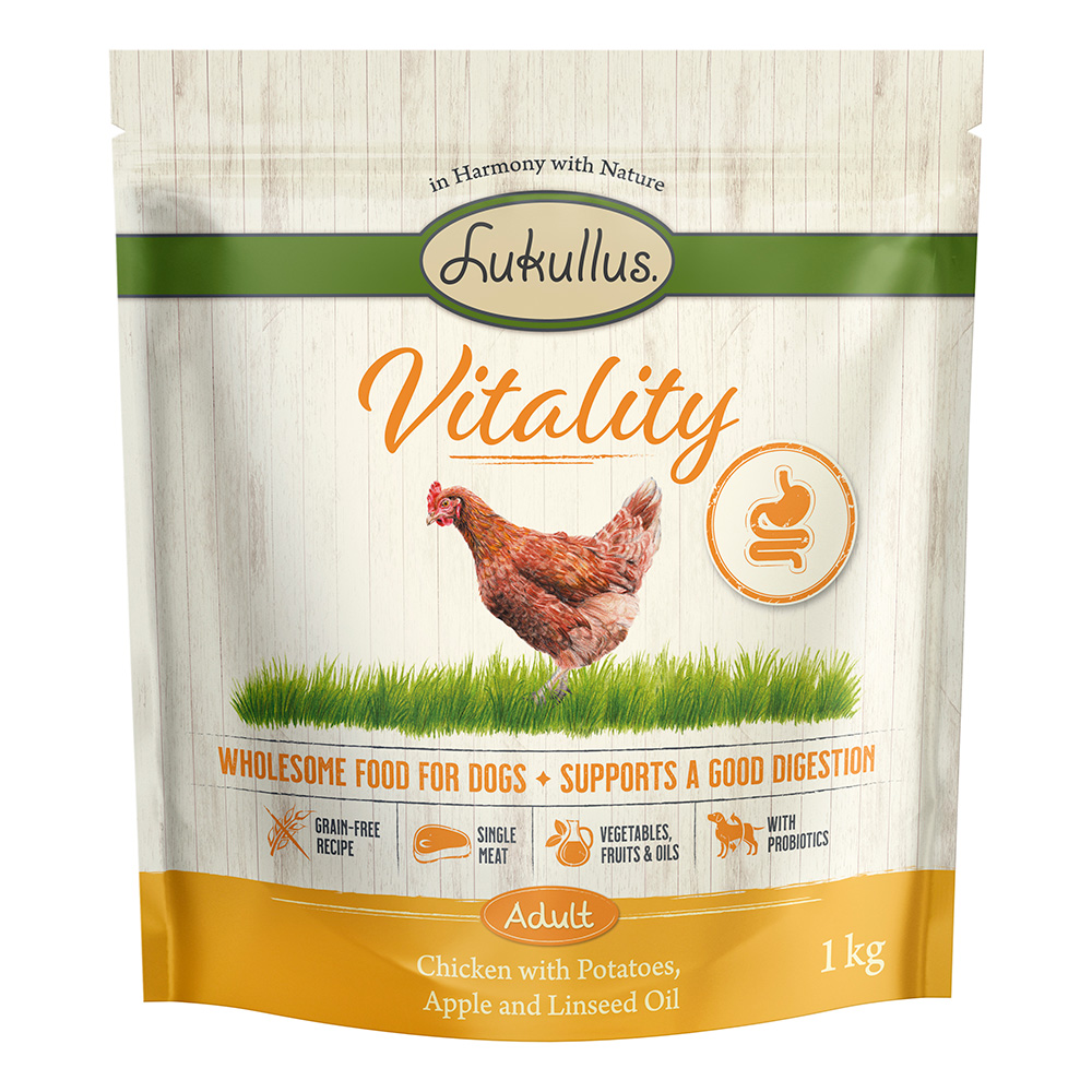 1 kg Lukullus Vitality zum Sonderpreis - Unterstützung der Verdauung: Huhn (getreidefrei) von Lukullus