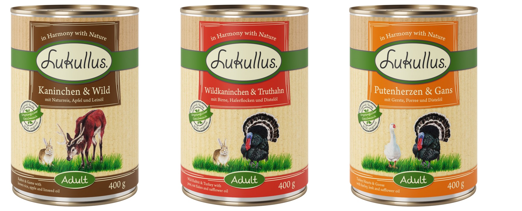 10 + 2 gratis! 12 x 400 g Sparpaket Lukullus Naturkost - Mixpaket 2 (3 Sorten) von Lukullus