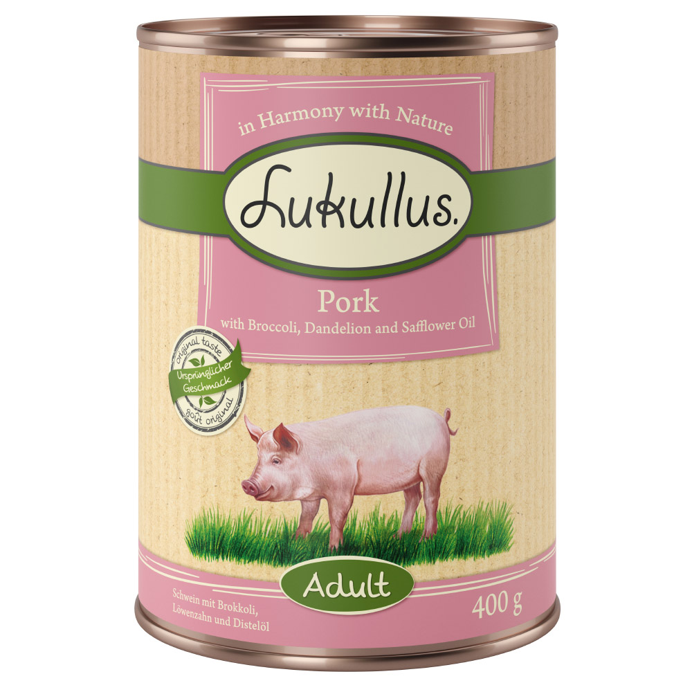 10 + 2 gratis! 12 x 400 g Sparpaket Lukullus Naturkost - Schwein (getreidefrei) von Lukullus