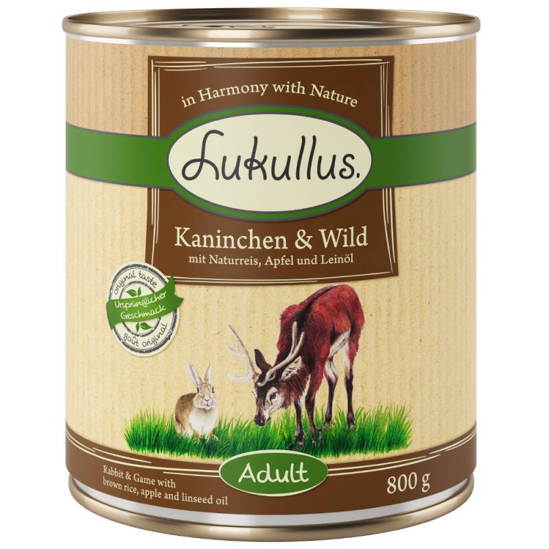 10 € Rabatt sichern! Sparpaket Lukullus Naturkost 24 x 800g Adult Kaninchen & Wild von Lukullus