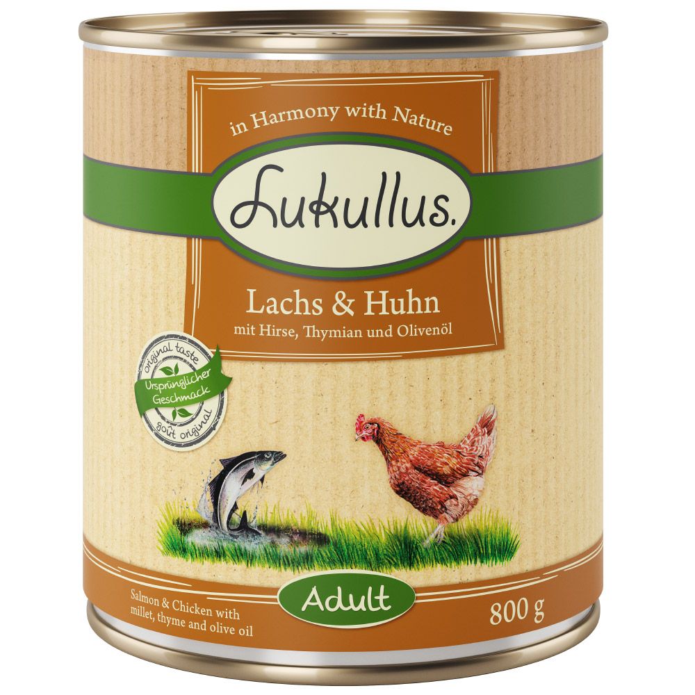 10 € Rabatt sichern! Sparpaket Lukullus Naturkost 24 x 800g Adult Lachs & Huhn von Lukullus