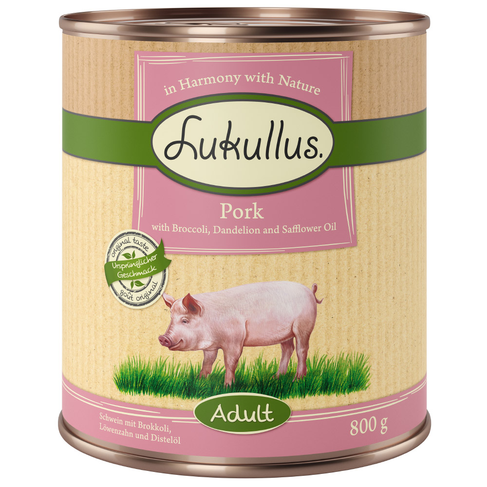 10 € Rabatt sichern! Sparpaket Lukullus Naturkost 24 x 800g Adult Schwein von Lukullus