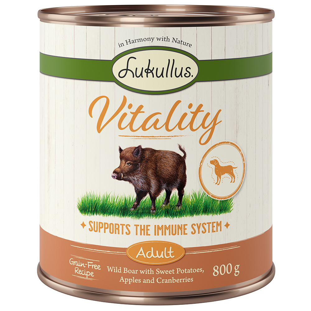 10 € Rabatt sichern! Sparpaket Lukullus Naturkost 24 x 800g Adult Vitality Immunsystem: Wildschwein (getreidefrei) von Lukullus