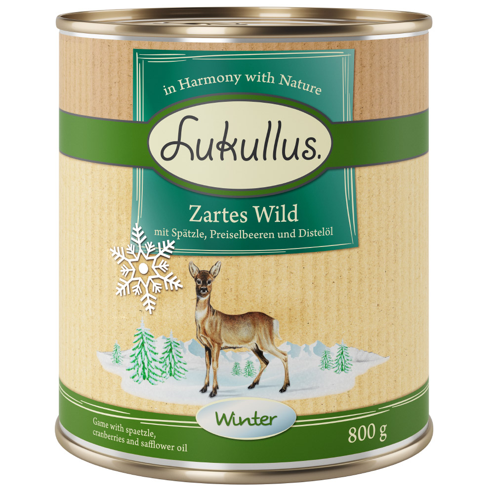 15% OFF! 24 x 800 g Lukullus Naturkost - Winter-Menü: Zartes Wild von Lukullus