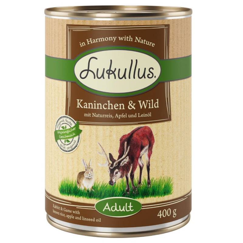 20 + 4 gratis! 24 x 400 g Sparpaket Lukullus Naturkost - Kaninchen & Wild von Lukullus