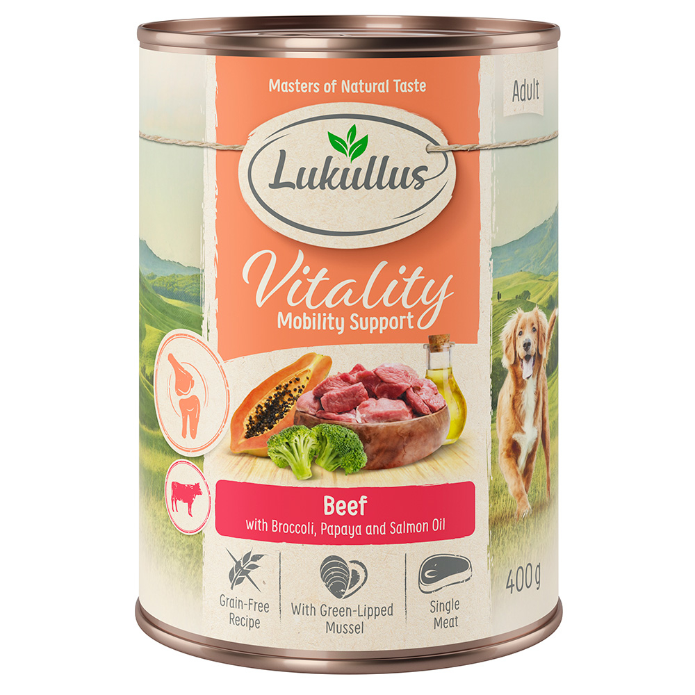 5 + 1 GRATIS! 6 x 400 g Lukullus Vitality - Unterstützung der Beweglichkeit: Rind (getreidefrei) von Lukullus