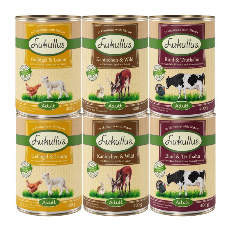 5 + 1 gratis! 6 x 400 g Lukullus Naturkost - Adult Mix 1 von Lukullus