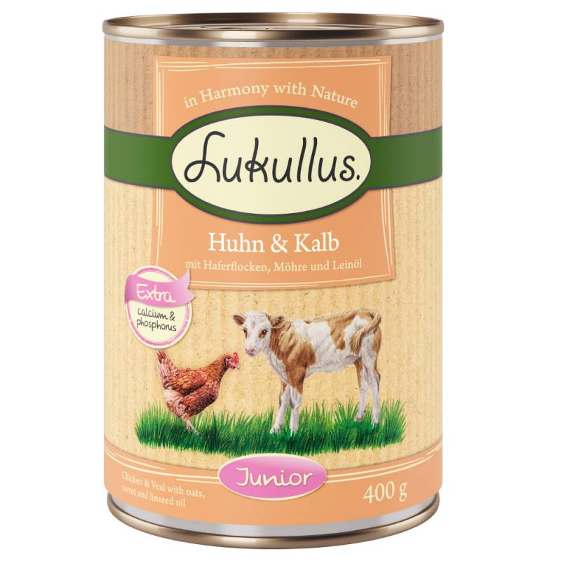 5 + 1 gratis! 6 x 400 g Lukullus Naturkost - Junior Huhn & Kalb von Lukullus