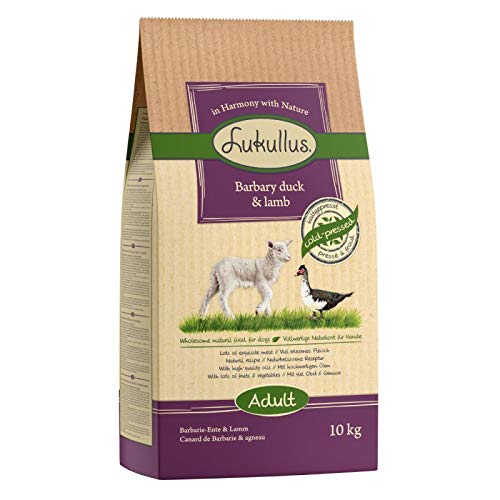 Lukullus Adult kaltgepresstes und glutenfreies Trockenfutter für Hunde mit Barbarenente, Lamm mit Kartoffeln, 10 kg von Lukullus