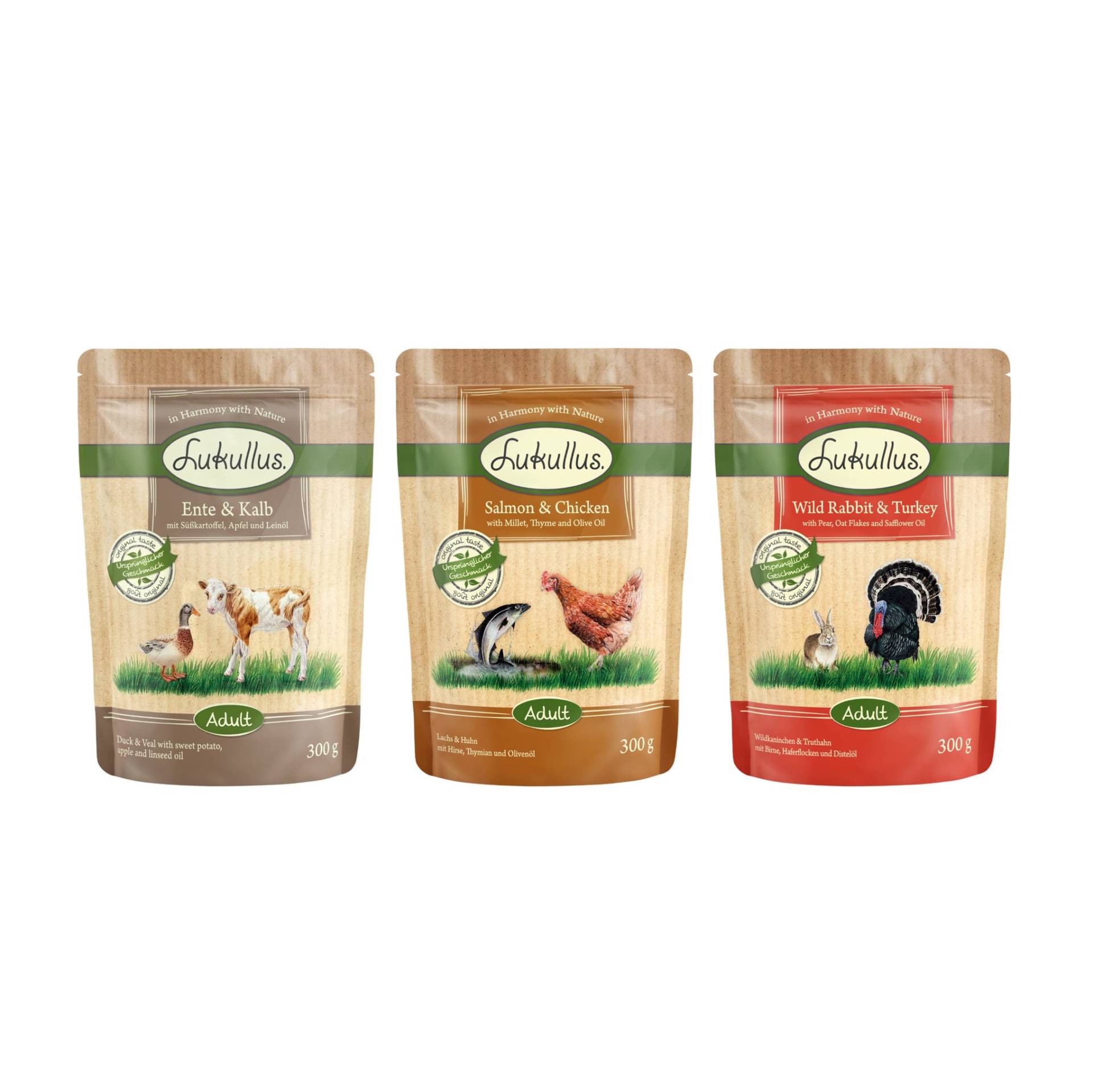 Lukullus Mixpakete zum Sonderpreis! - Mix Adult Naturkost (3 Sorten) 6 x 300 g von Lukullus