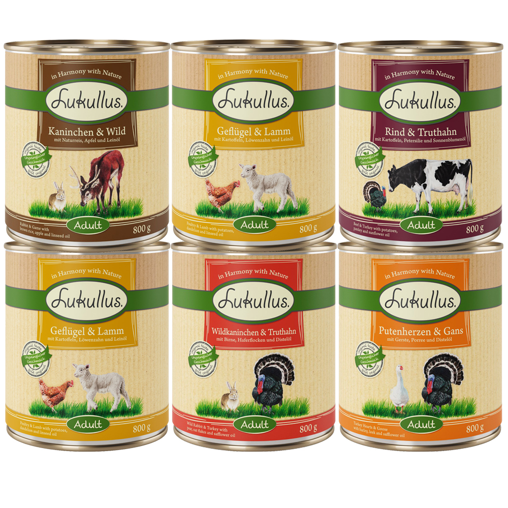 Lukullus Mixpakete zum Sonderpreis! - Mix Adult Naturkost (5 Sorten) 6 x 800 g von Lukullus