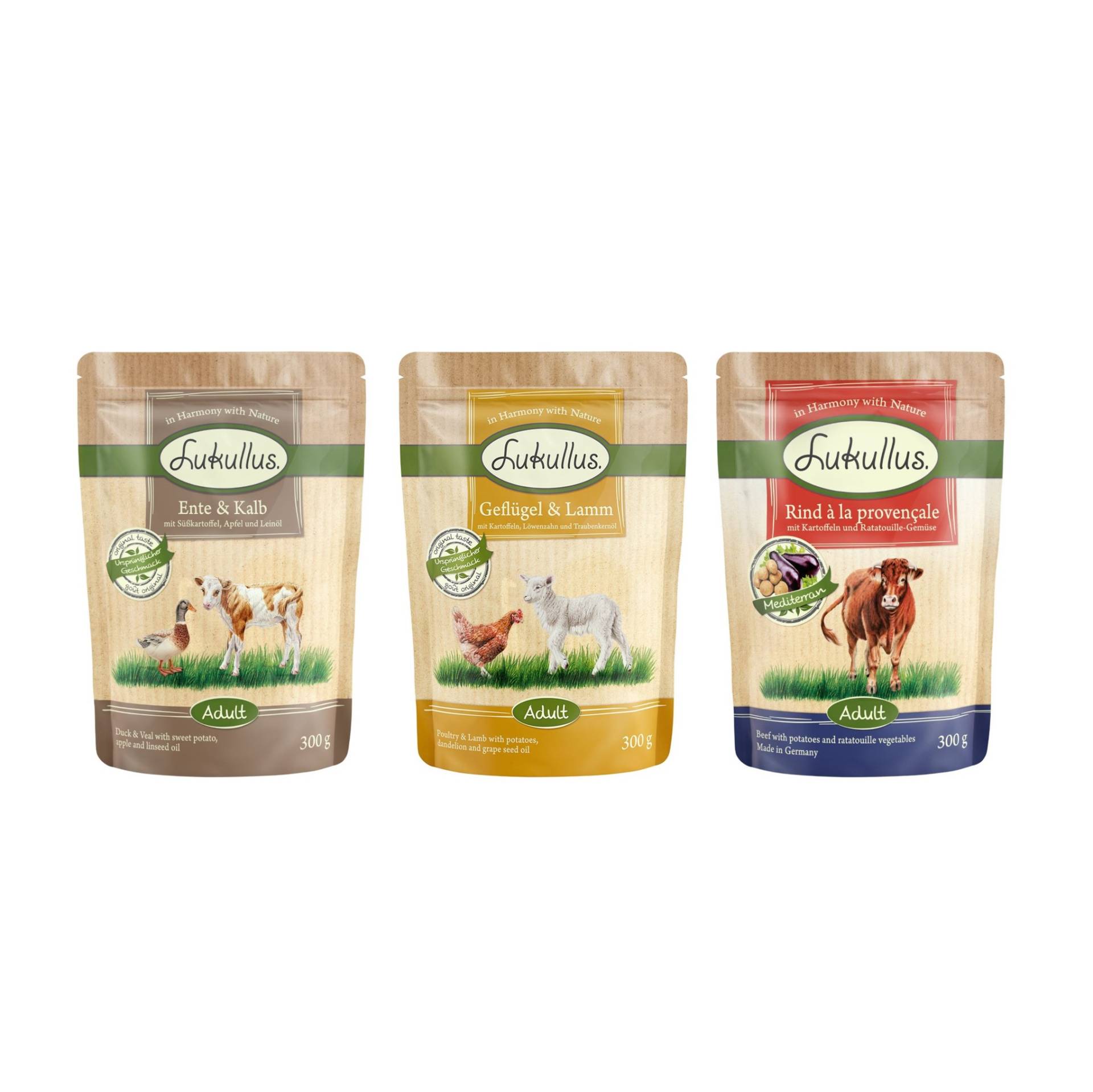 Lukullus Mixpakete zum Sonderpreis! - Mix Adult Naturkost Getreidefrei (3 Sorten) 6 x 300 g von Lukullus