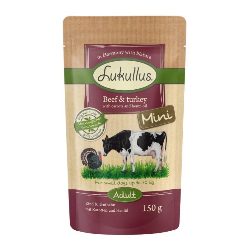 Lukullus Naturkost Adult Mini Getreidefrei 6 x 150 g - Rind & Truthahn von Lukullus