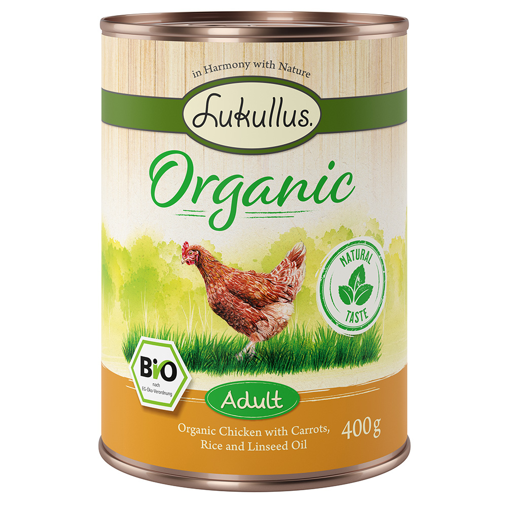 Lukullus Organic Adult Huhn mit Karotte (glutenfrei) - 6 x 400 g von Lukullus