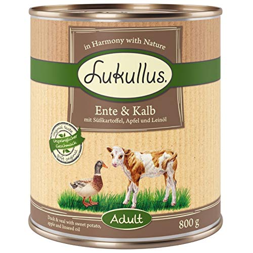 Lukullus Sparpack 24 x 800 g – Ente & Kalb von Lukullus