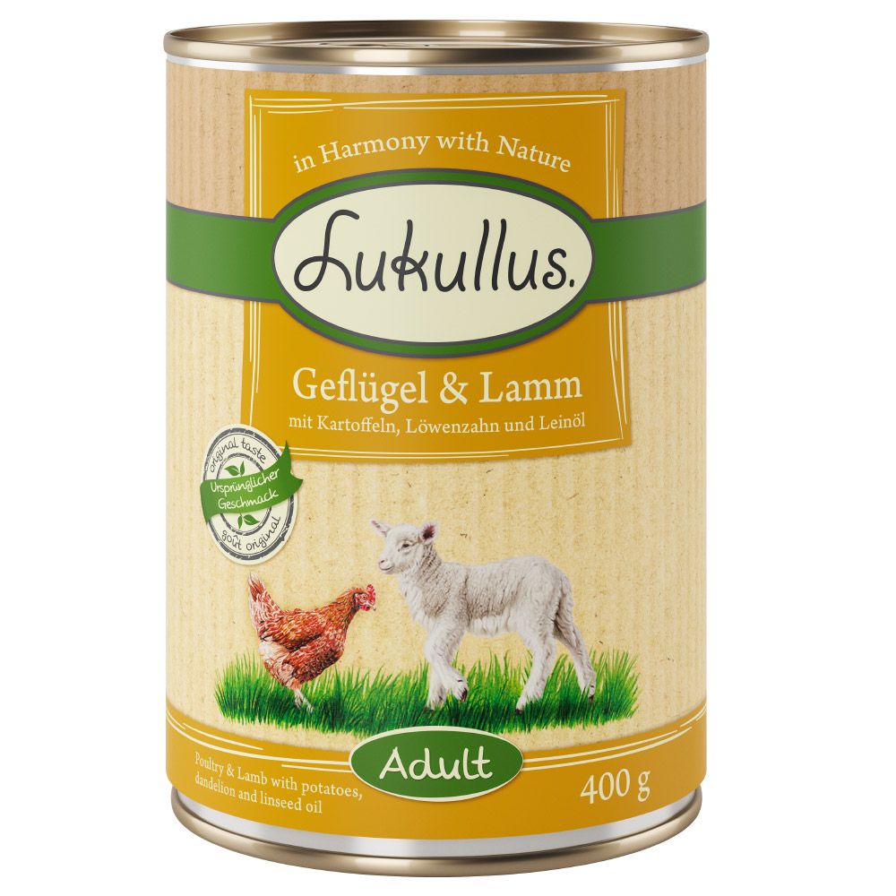 Sparpaket Lukullus Naturkost 24 x  400 g - Adult Mixpaket 2 Getreidefrei (3 Sorten) von Lukullus