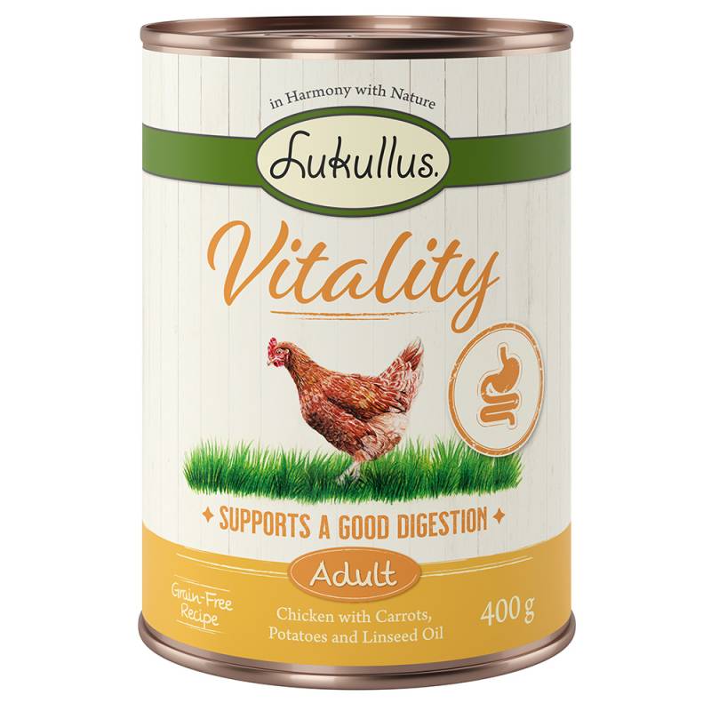 Sparpaket Lukullus Vitality 24 x 400 g - Unterstützung der Verdauung: Huhn (getreidefrei) von Lukullus