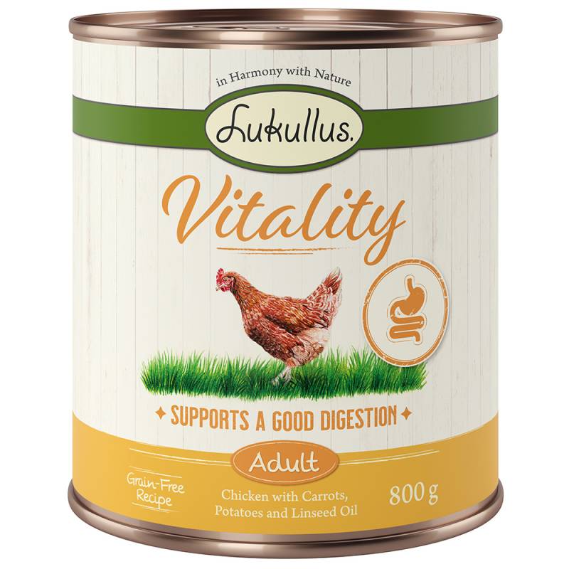 Sparpaket Lukullus Vitality 24 x 800 g - Unterstützung der Verdauung: Huhn (getreidefrei) von Lukullus