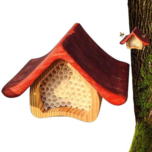 Bienenhaus, Bienen-Nisthaus aus Holz, Bestäuberhaus, Deko Bienenkasten, Bienenhäuser für Garten und Imker von Lumiscent