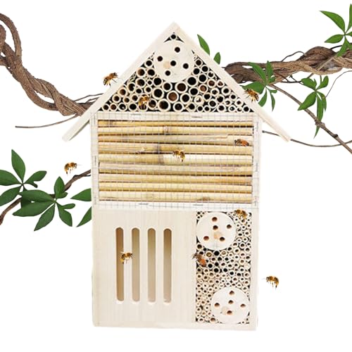 Bienenhaus, Holz Mason Bee Box, Gartendeko Buterfly House, Bienenstock für Marienkäfer, Bestäubende Bienen und Schmetterlinge 19x4x35cm von Lumiscent