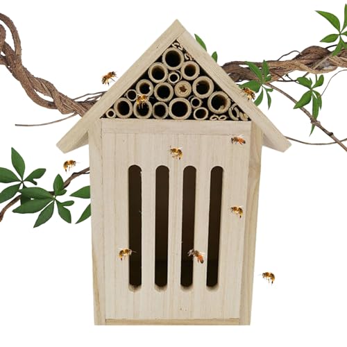 Bienenhaus, Holz Mason Bee Box, Gartendekoration Buterfly House, Bienenstock für Marienkäfer, Bestäubende Bienen und Schmetterlinge 11x9x21cm von Lumiscent