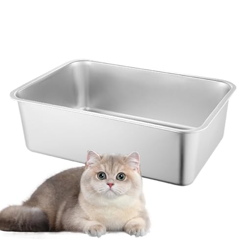 Big Cat Box, Metalltablett Katzentoilette, antihaftbeschichtete Katzen-Boxen, spritzwassergeschützte Box für große und kleine Katzen, Kaninchen von Lumiscent