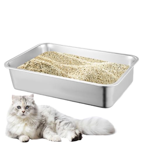 Big Cat Box, Metalltablett Katzentoilette, antihaftbeschichtete Katzen-Boxen, spritzwassergeschützte Box für große und kleine Katzen, Kaninchen von Lumiscent