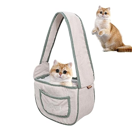 Haustier-Tragetasche, wasserdichte Haustier-Tragetasche, Polyester-Hundetasche, Katzen-Schlingentasche, atmungsaktiv, reisesicher Sling Bag für Hunde und Katzen, Beige von Lumiscent