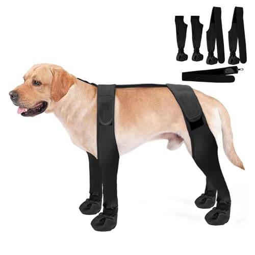 Hosenträgerstiefel für Hunde, weich, wasserdicht, Pfotenschutz, rutschfeste Winterschuhe, verstellbare Schuhe für Hundepfoten, schützt vor heißem, kaltem und nassem Wetter von Lumiscent