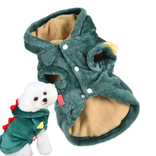 Hund Dinosaurier Kostüm, Haustier Tiere Cosplay Kostüm Flanell, Haustier Warmer Wintermantel, Hund Dinosaurier Kostüm Verkleidung, Haustier Dino Hoodie für kleine und mittelgroße Hunde M von Lumiscent