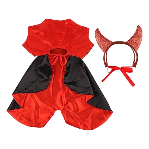 Katzen-Halloween-Kostüm, Katzenkleidung, Hundekleidung, Weihnachts-Outfit, Vampir-Gothic-Hundeumhang, Halloween-Haustierumhang, farbenfroher Haustierumhang mit Horn, kreative Urlaubskostüme für von Lumiscent