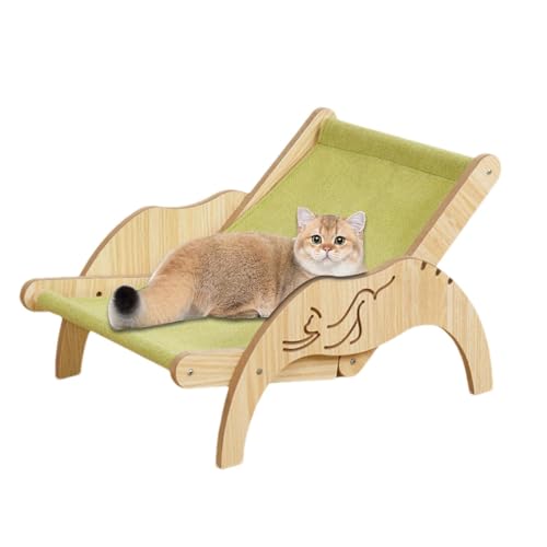 Katzen-Sisal-Loungesessel – Strandkorb, Katzen-Hängematte | Gemütliche Katzenliege mit Sisalmatte | Katzenstuhl-Hängematte, Katzen-Strandstuhl | Verstellbarer Kratzbaum mit 3 Höhen, Kätzchen-Hochbett von Lumiscent