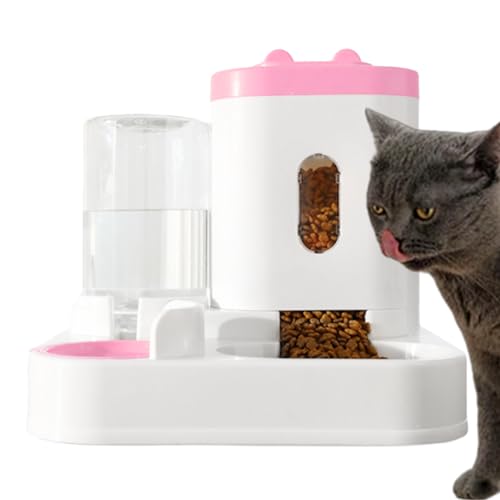 Katzenfutterspender Automatischer Katzenfuttertablett Katze Auto Feeder und Bewässerung, 2 in 1 Katzenfutter Futternapf, PP Hund Wassernapf, Futterspender für Katzen und Hunde von Lumiscent