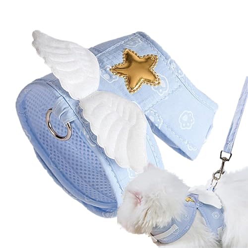 Katzengeschirr, niedliches Engelsflügel-Halsband-Set, Katzen-Engelsflügel-Leinen, Haustier-Trainingshalsband für Katze, Hund, Kaninchen und andere Kleintiere von Lumiscent