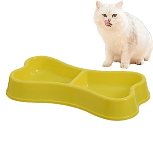 Pet Double Bowl, Anti Tip Pet Supplies, Bone Shape Kitten Food Bowl, Cat Dish, Double Bowl for Cat, Kitten, Dog and Puppy von Lumiscent