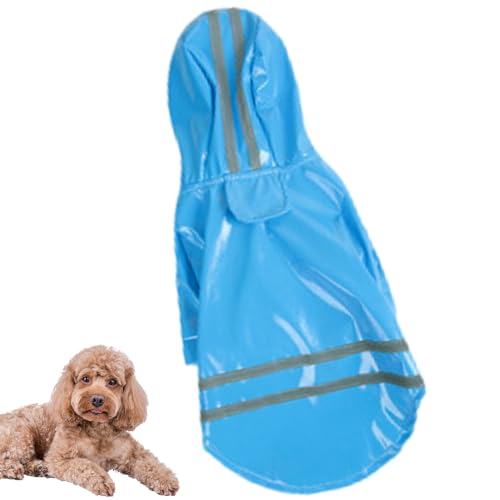 Reflektierender Regenmantel für Hunde, PU-Kapuzenmantel, leichte Poncho-Jacke, Haustier-Regenjacke, Kleidung, wasserdichte Kleidung, Regenponcho für kleine Hunde von Lumiscent